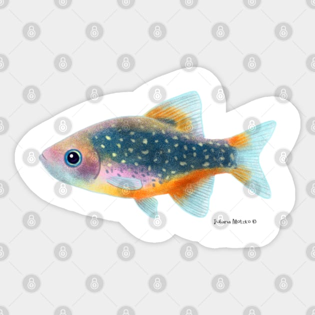 Celestial Pearl Danio Fish Sticker by julianamotzko